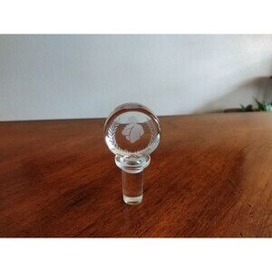 Clear Glass Decanter Bottle Etched Silhouette Man Hat Replacement Stopper Only